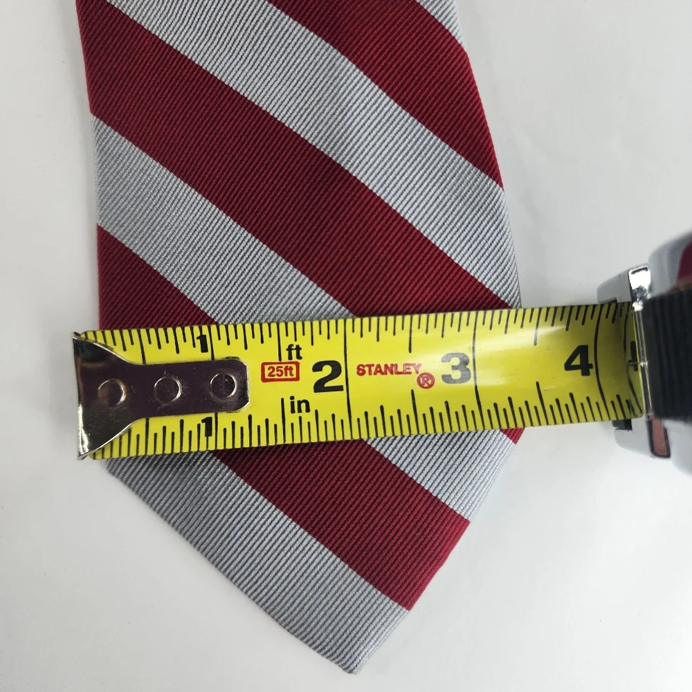 RALPH LAUREN Red & Gray Silk Tie.